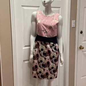 Marc Cain Pink and Black Floral Pencil Skirt